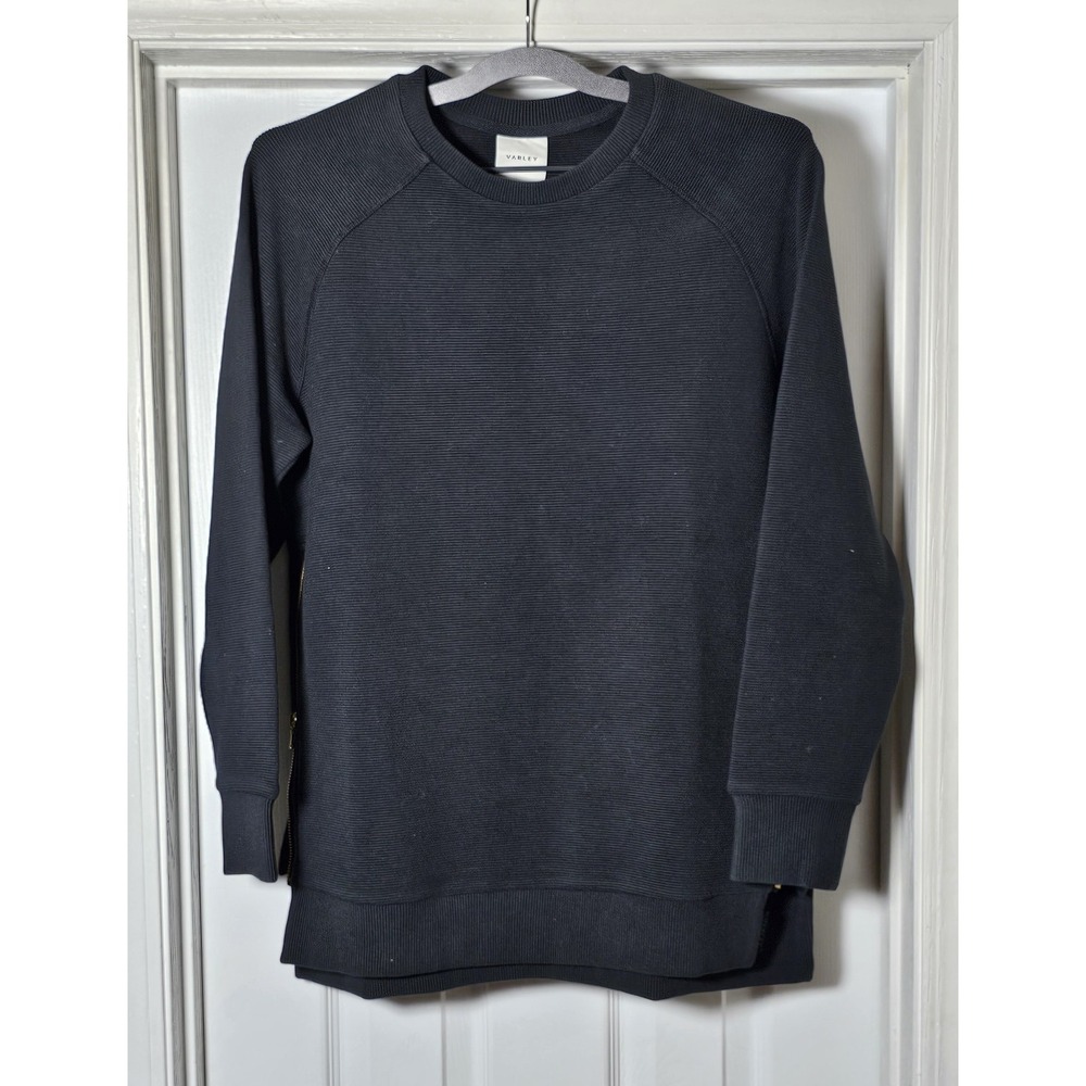 Varley Manning Tunic Sweatshirt Pullover‎ Side Zip Size Small Black Ribbed